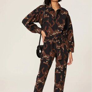🐆 SOLD OUT Farm Rio Belted Leopard Tiger Jumpsuit Small RARE Animal Print 🐆